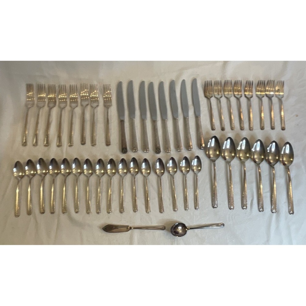 Prestige Plate Bordeaux Pattern Silver Plated Flatware Lot of 48 Spoons Forks